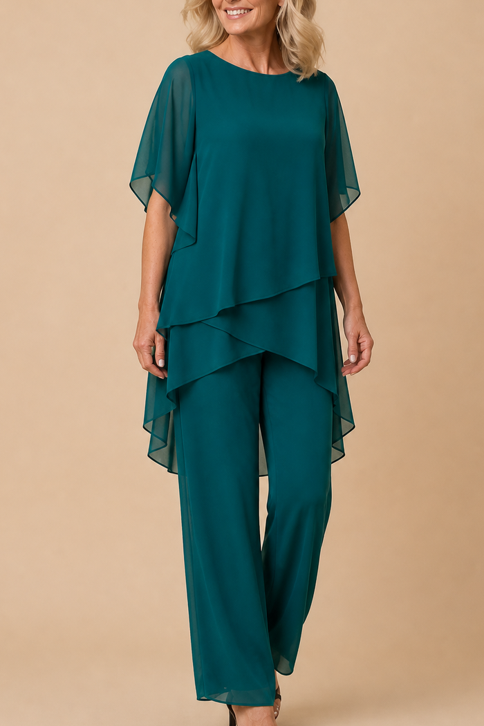 Wearbella – Set drapowanej asymetrycznej bluzki i byxor z vida ben