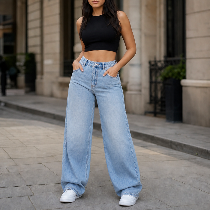 Vela Denim – Jeansy o hög stanie i prostych nogawkach