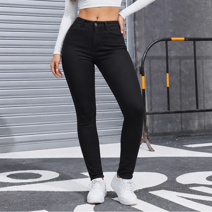 Plushden – Jeans Skinny z Fleecką w Środku