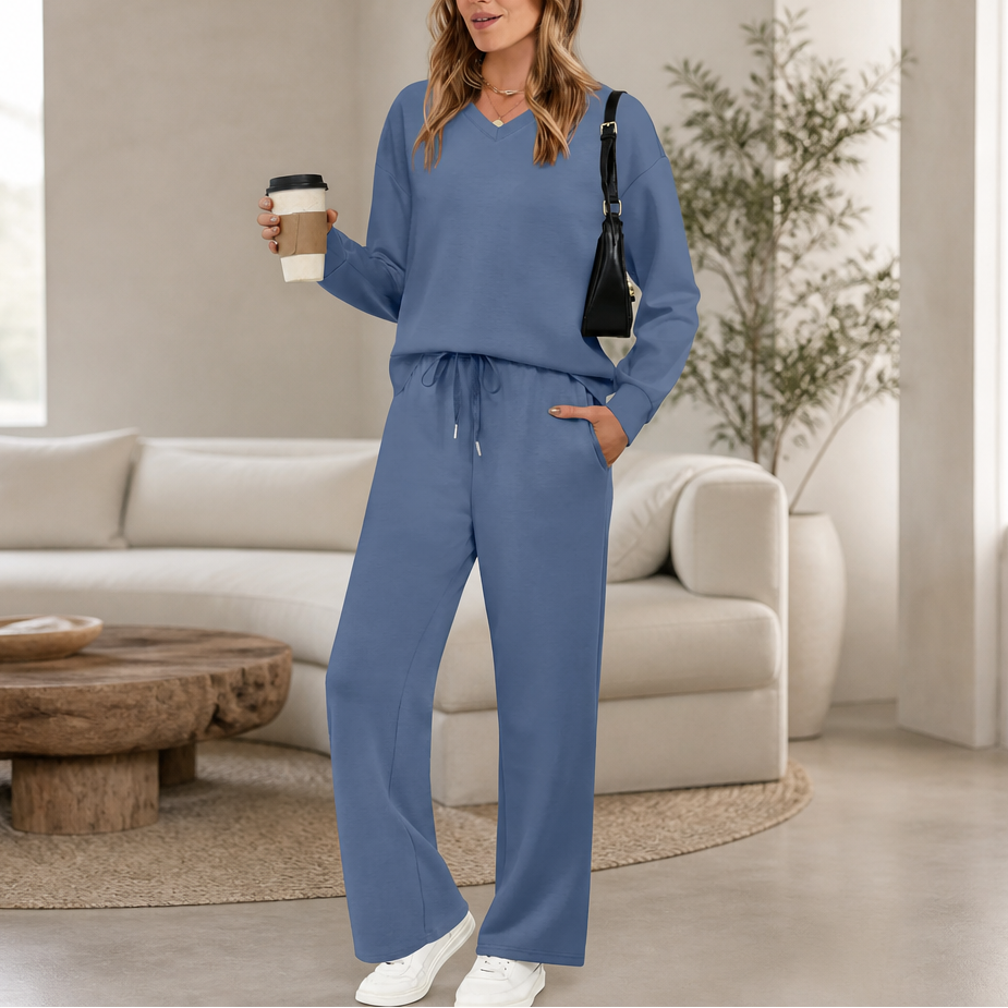 Draperie – Set dresowy z dzianiny z pionowymi szwami
