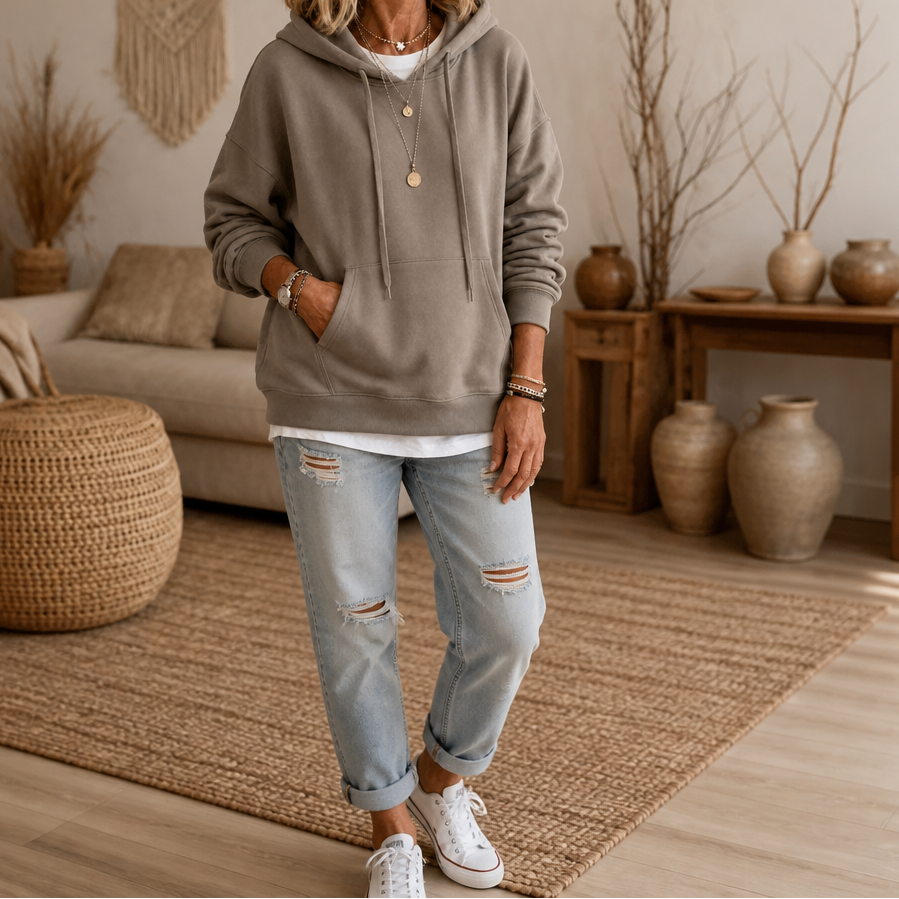 Wearbella – OverStorlekd Hoodie z Bawełny z Opadającymi Ramionami