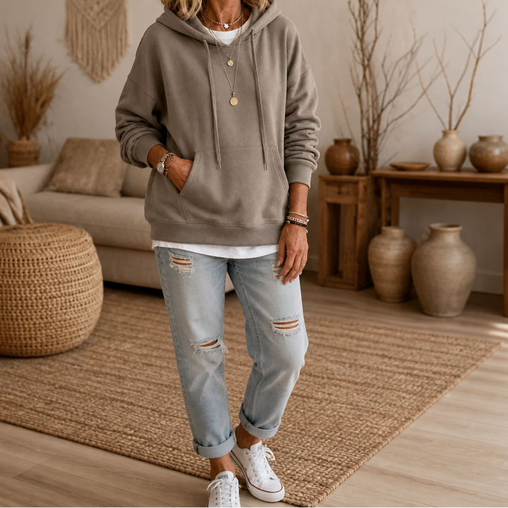 Wearbella – OverStorlekd Hoodie z Bawełny z Opadającymi Ramionami