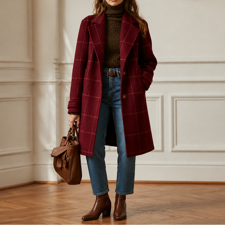 Wearbella – Oversizowy kappa w kratę z dwoma knappar