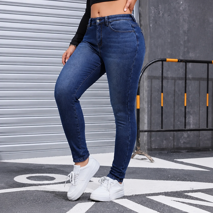 Plushden – Jeans Skinny z Fleecką w Środku