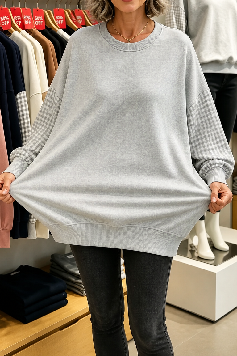 Blockline – Lös blus w kratę typu patchwork