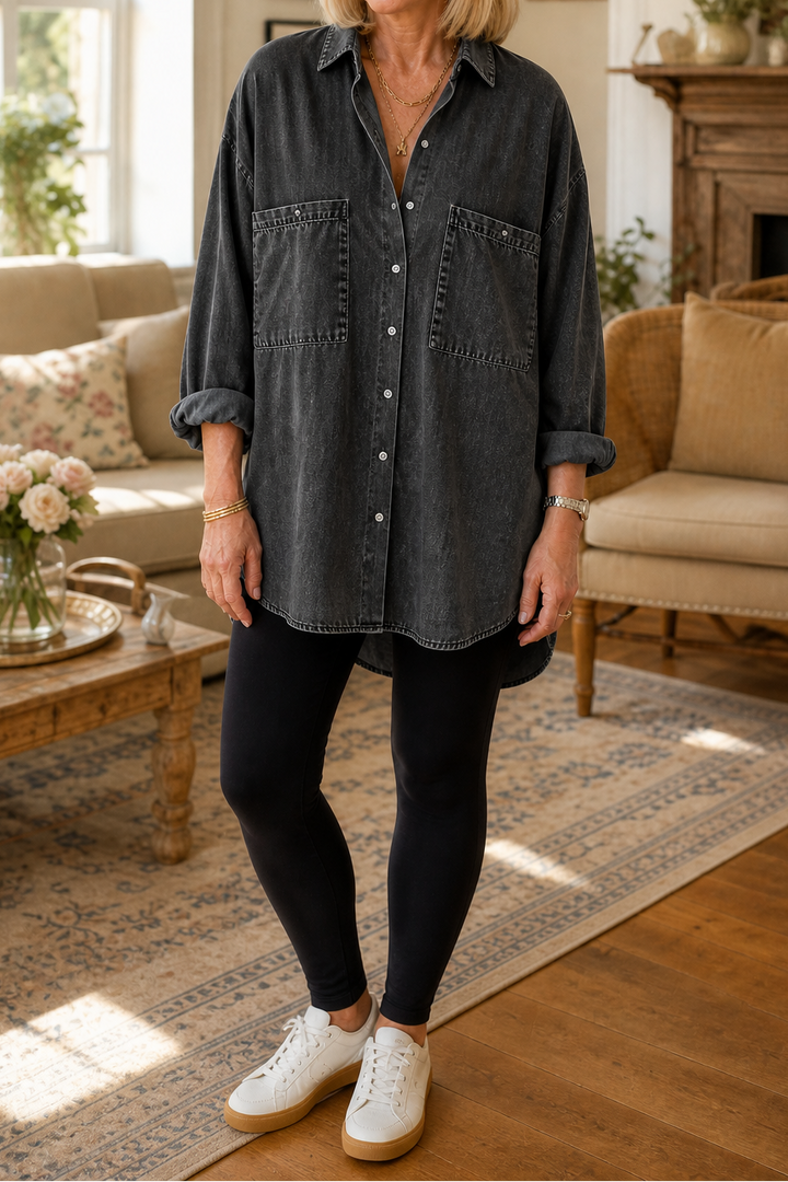 Wearbella – Przesadnie Stor, Mjuk Skjorta z Dżinsu Chambray