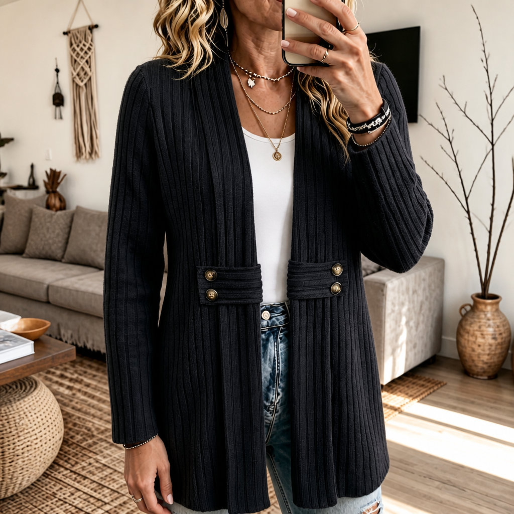 Wearbella – Kofta z prążkowanej dzianiny z otwartym przodem