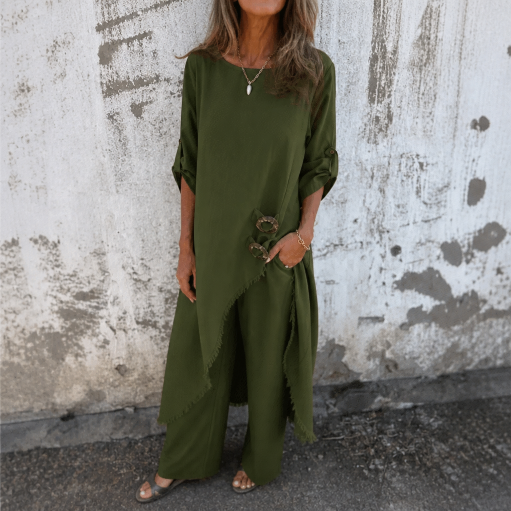 Effortlane – Tunika z Asymetrycznym Dołem w Utseende Lnu z Bawełną