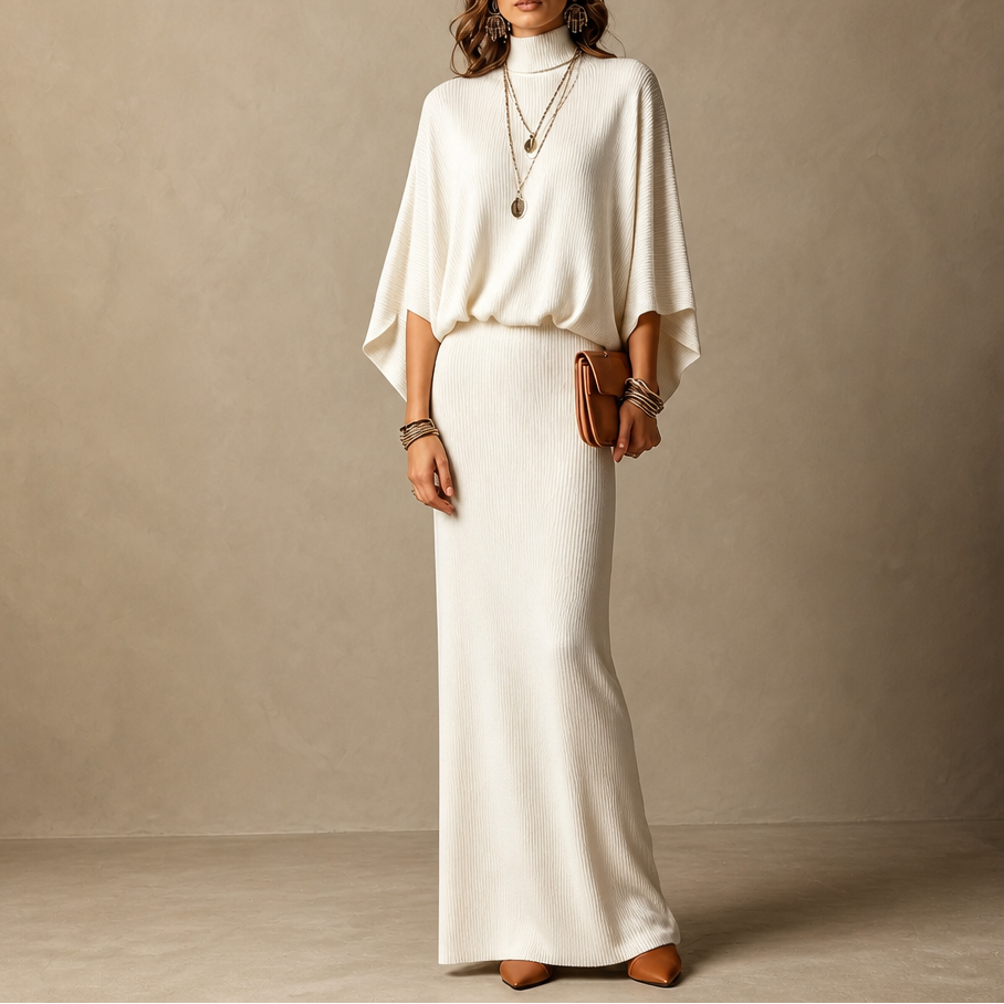 Wearbella – Set z bluzką z ärm nietoperza i długą spódnicą