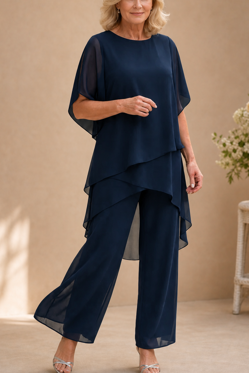 Wearbella – Set drapowanej asymetrycznej bluzki i byxor z vida ben