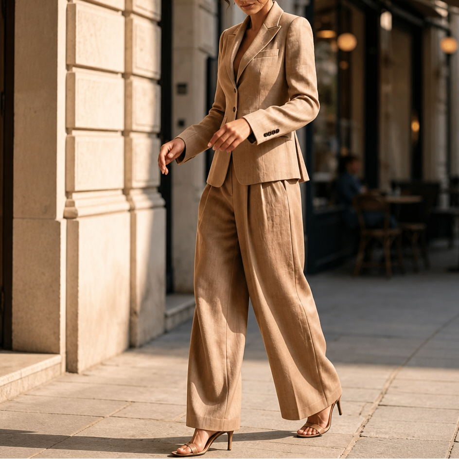 Linelle – Set żakietu med hög midja i vida ben