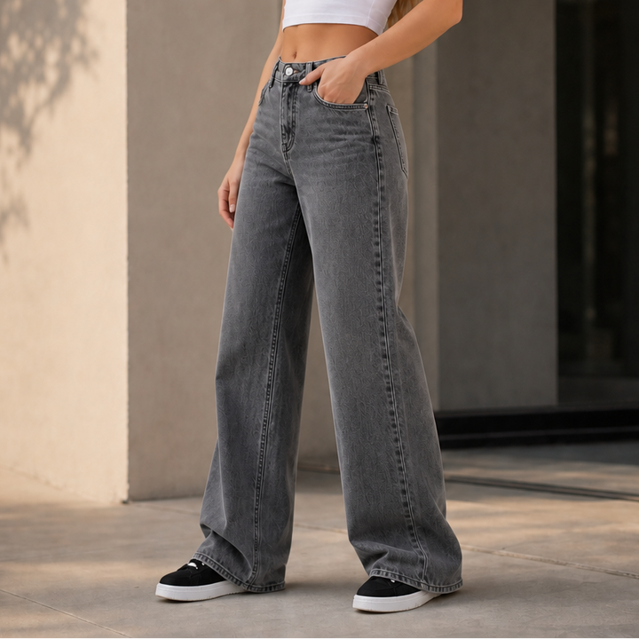 Longline Denim – Jeansy med hög midja i vida ben