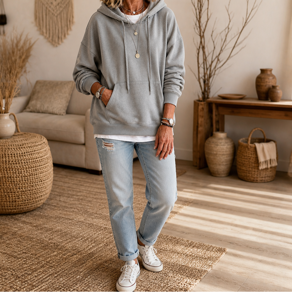 Wearbella – OverStorlekd Hoodie z Bawełny z Opadającymi Ramionami