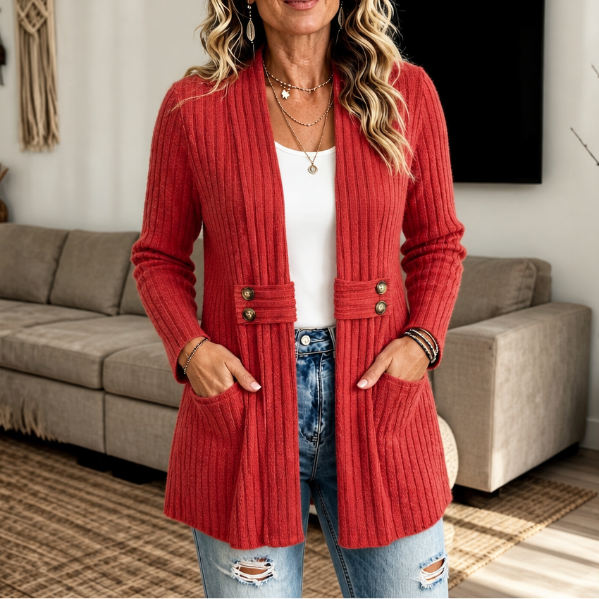 Wearbella – Kofta z prążkowanej dzianiny z otwartym przodem