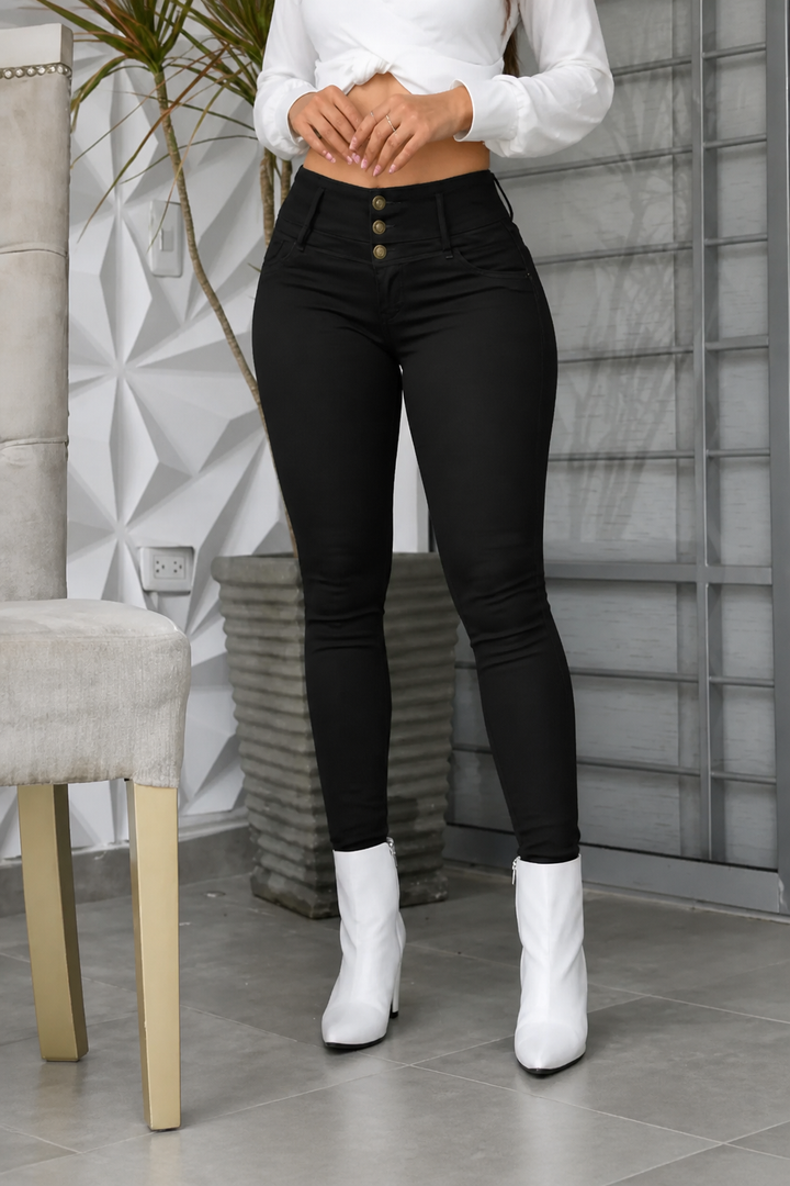 Waistlyn – Byxor Skinny med hög midja i Flera Knappar