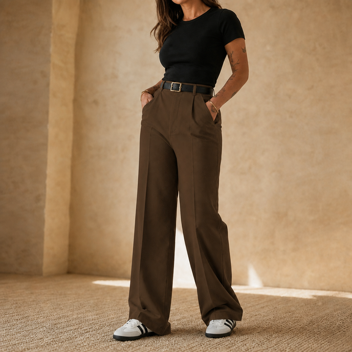 Wearbella – Byxor med hög midja i vida ben
