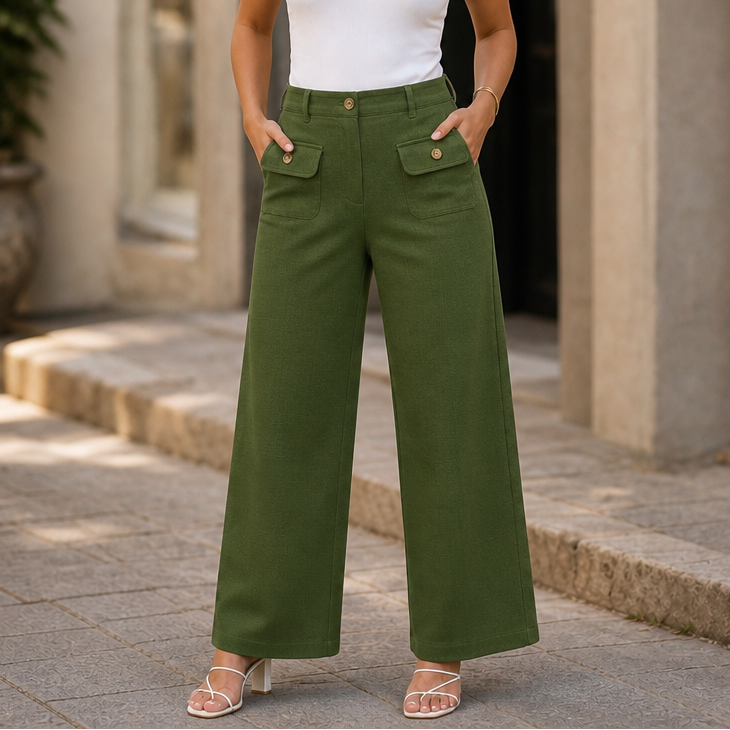 Wearbella – Byxor med hög midja i vida ben