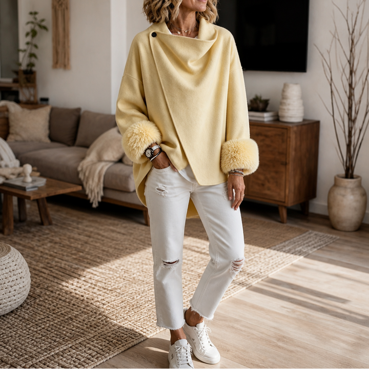 Wearbella – Kurtka asymetryczna z futrzanymi mankietami