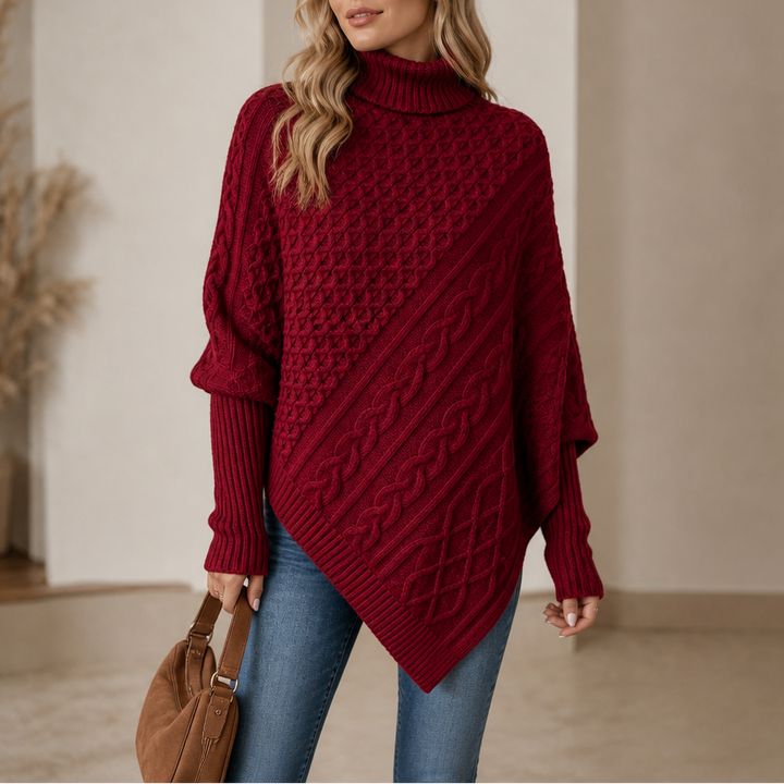 Cable &amp; Cove – Tröja Poncho z Golfem w Warkocze