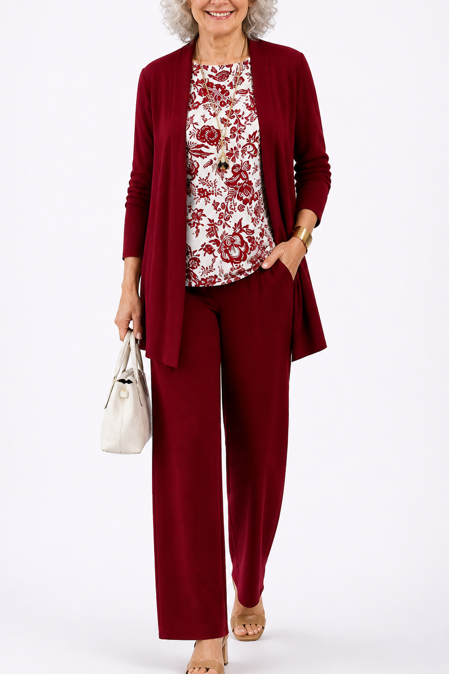 Wearbella – Kofta z roślinnym nadrukiem, set topu i byxor