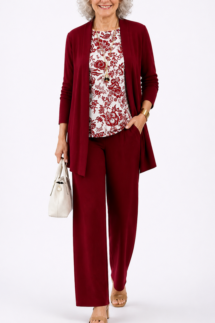 Wearbella – Kofta z roślinnym nadrukiem, set topu i byxor