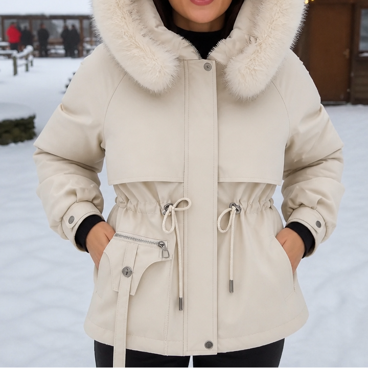 Veluxe – Quiltad parka z futrzanym finish w midja