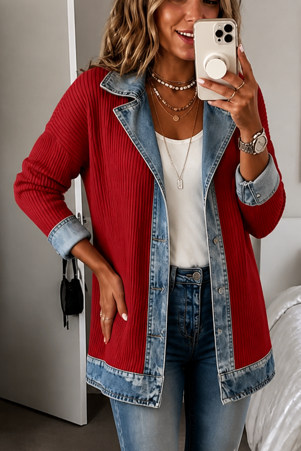 Wearbella – Kappa dzianinowy w stilu denimu