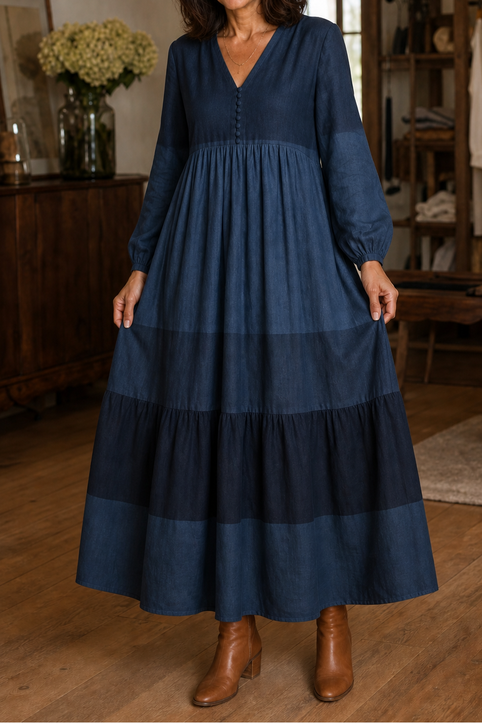 Wearbella – Lös klänning maxi z urringning w v-ringning