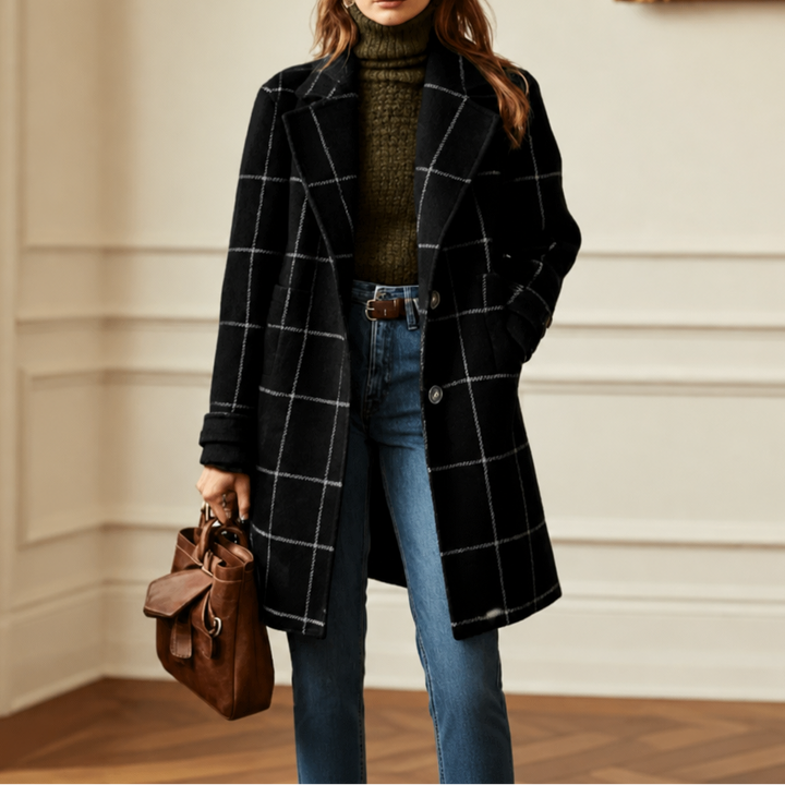 Wearbella – Oversizowy kappa w kratę z dwoma knappar