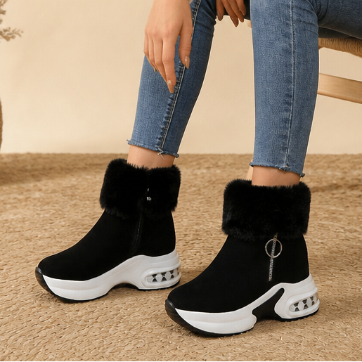 Veluna – Pluszowe boots z futrzanym mankietem