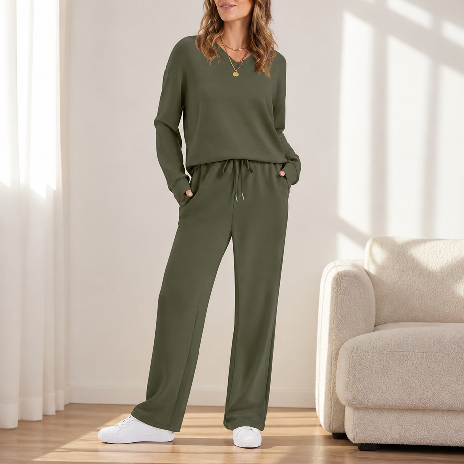 Draperie – Set dresowy z dzianiny z pionowymi szwami