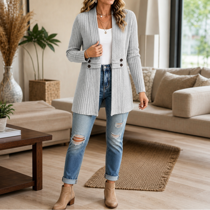 Wearbella – Kofta z prążkowanej dzianiny z otwartym przodem