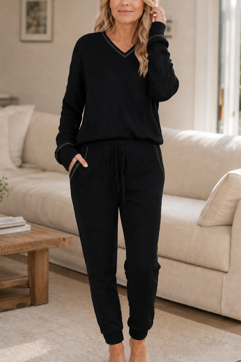 Wearbella – Set för wypoczynku z urringning w v-ringning w splot wafel