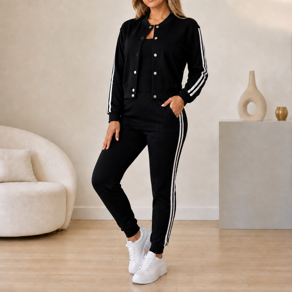 Wearbella – Set 3-częściowy: Kort kurtka, top i byxor dresowe
