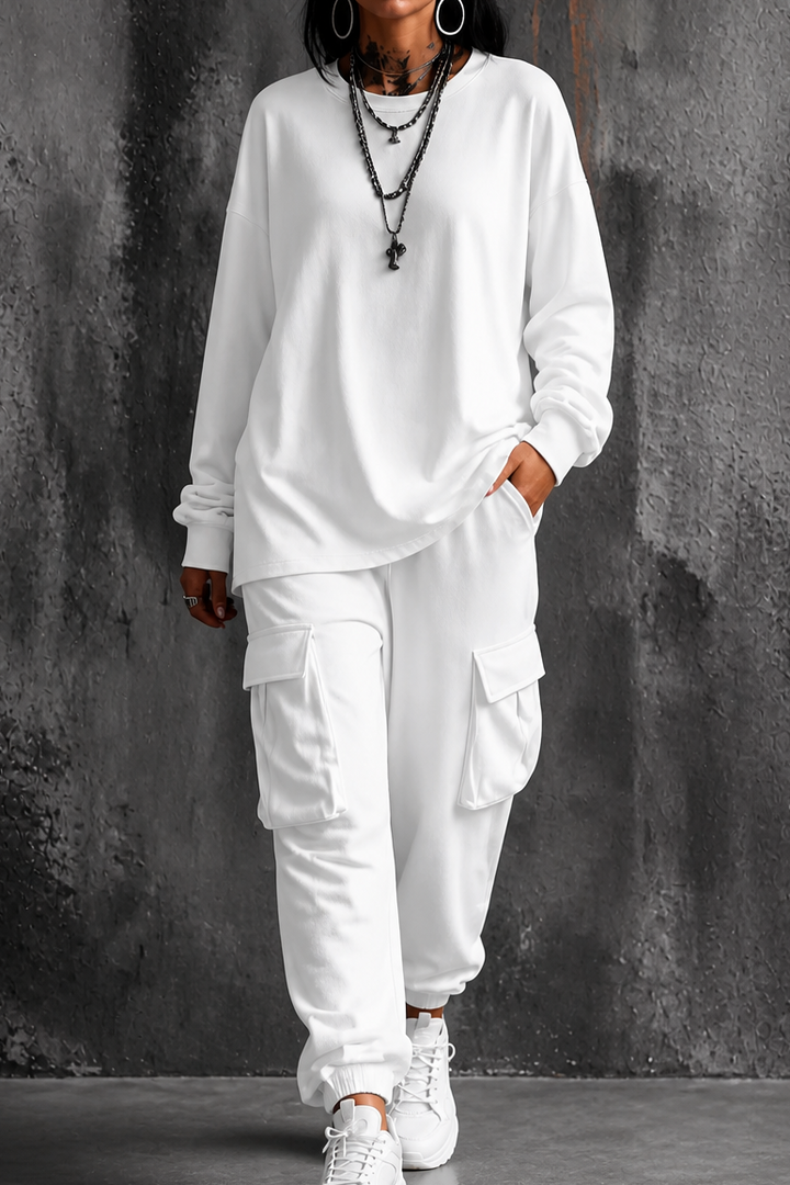 Dayworn – Set bluzki z okrągłym urringning i byxor cargo