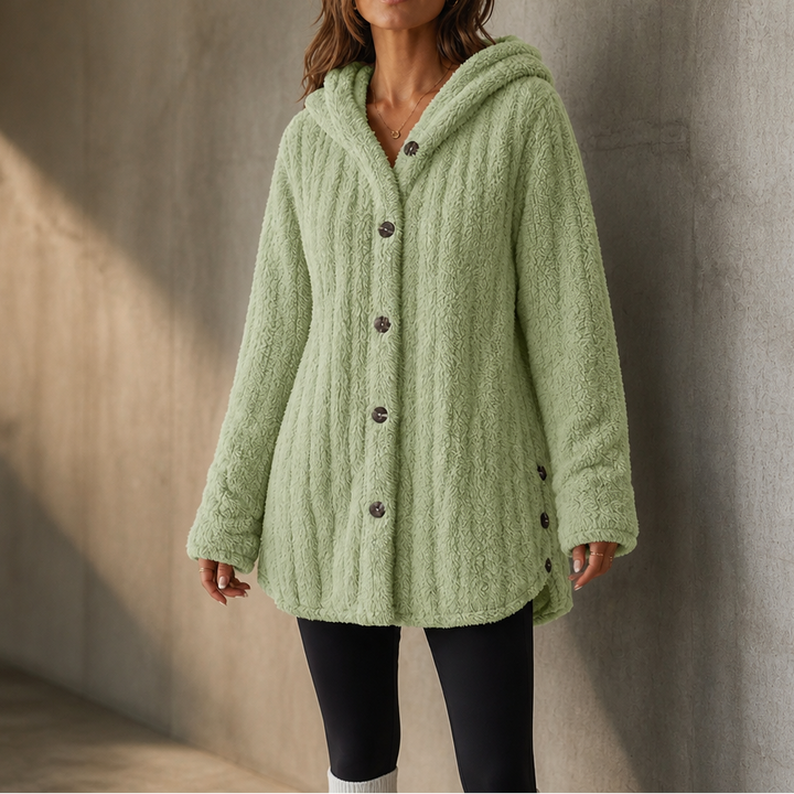 Wearbella – Kofta z kapturem i knappar, tjock splot