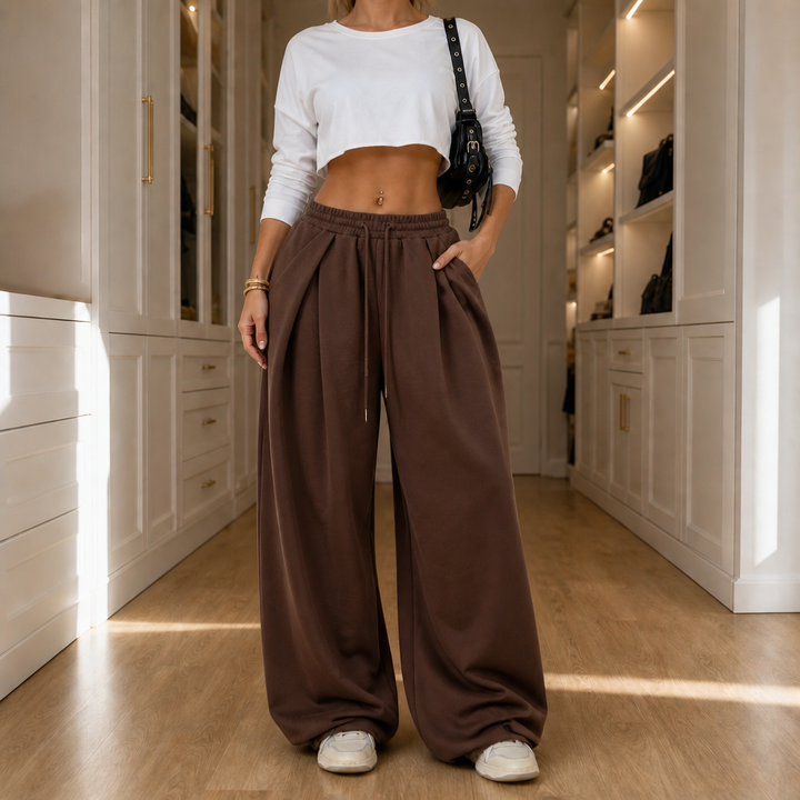Wearbella – Byxor dresowe med hög midja i vida ben
