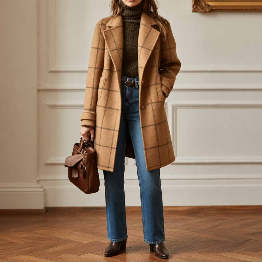 Wearbella – Oversizowy kappa w kratę z dwoma knappar