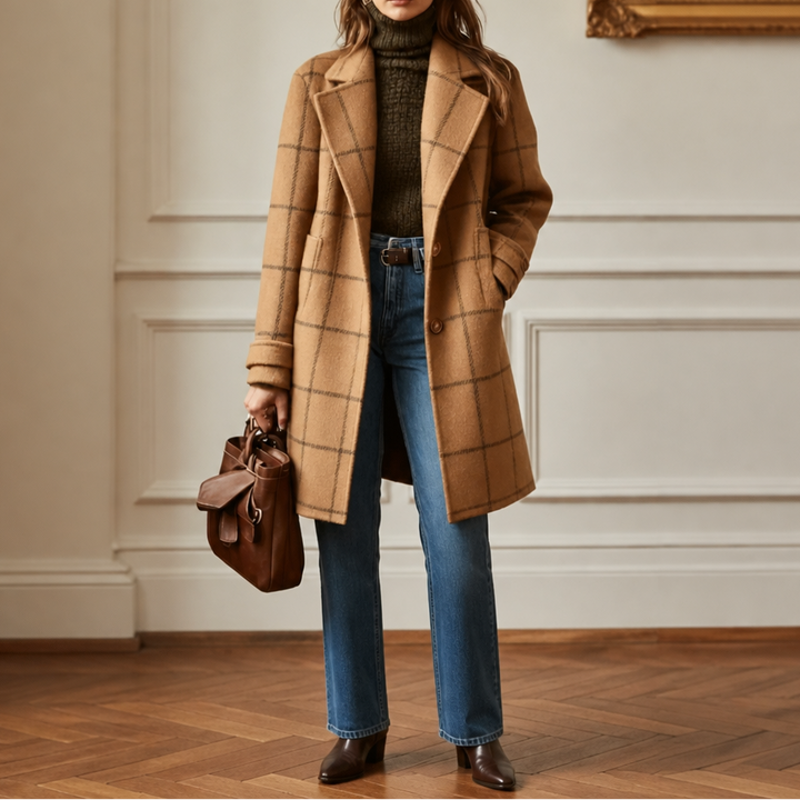 Wearbella – Oversizowy kappa w kratę z dwoma knappar