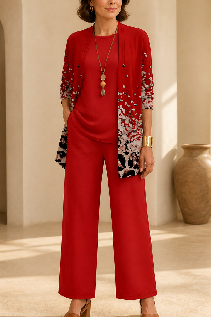 Wearbella – Set z nadrukiem: blus, kurtka i byxor