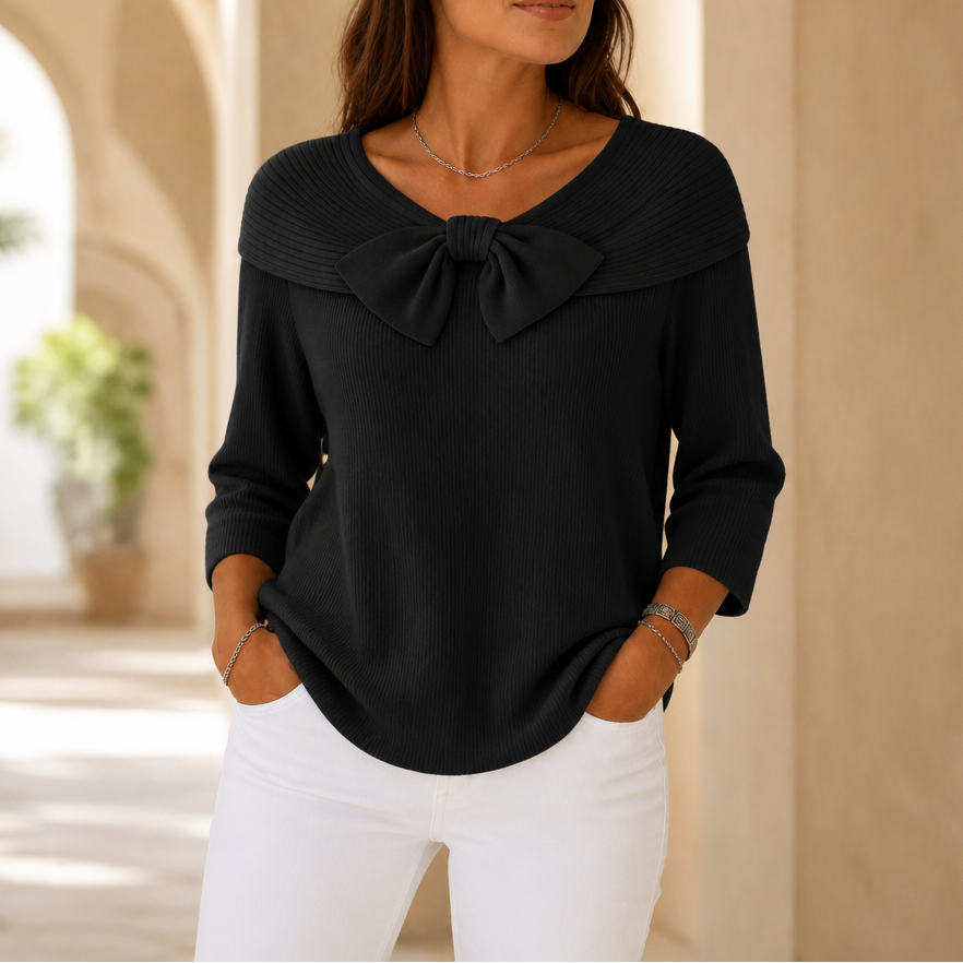 Bowdrift – Tröja z prążkowanym urringning i form av kokardy