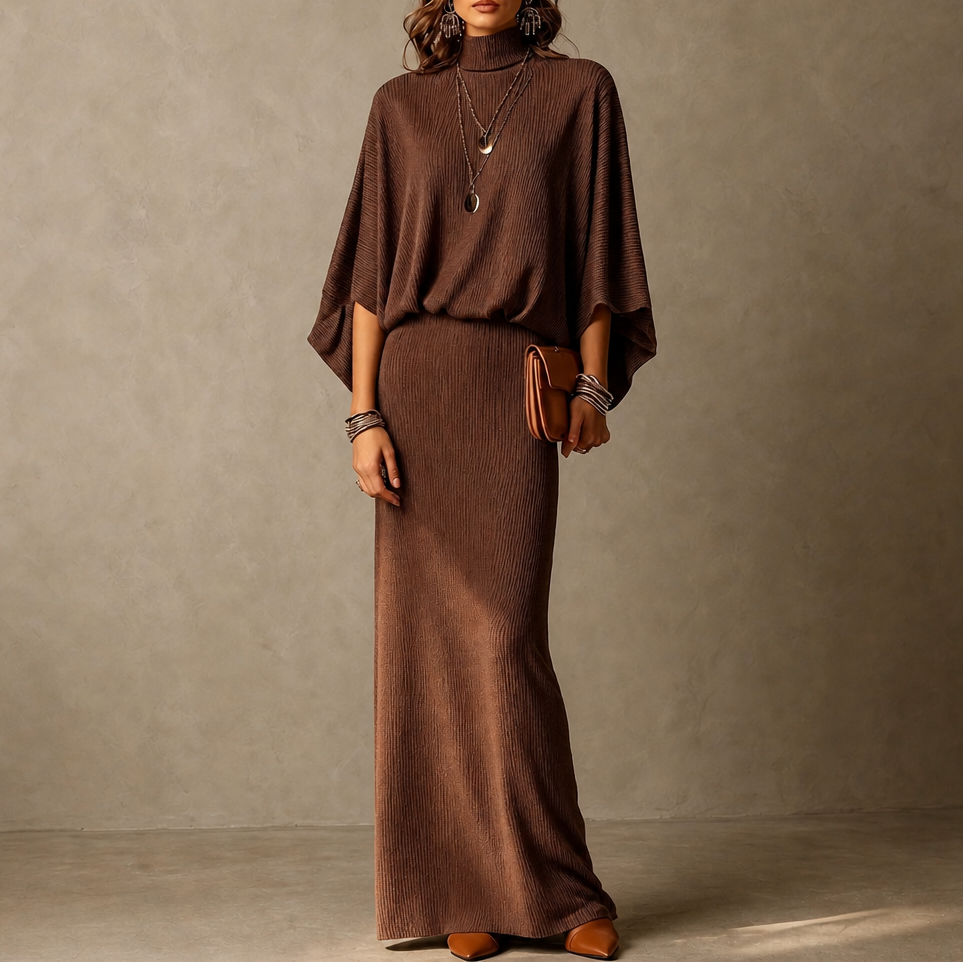 Wearbella – Set z bluzką z ärm nietoperza i długą spódnicą