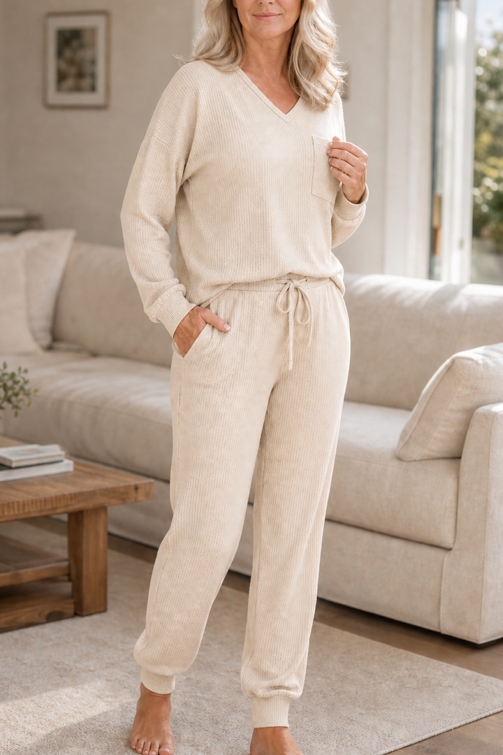 Wearbella – Set för wypoczynku z urringning w v-ringning w splot wafel