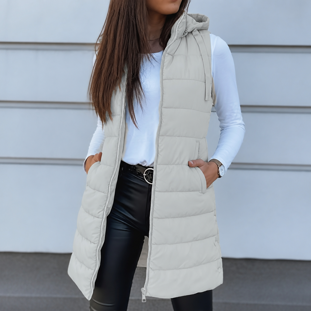 Wearbella – Lång kamizelka puchowa med dragkedja