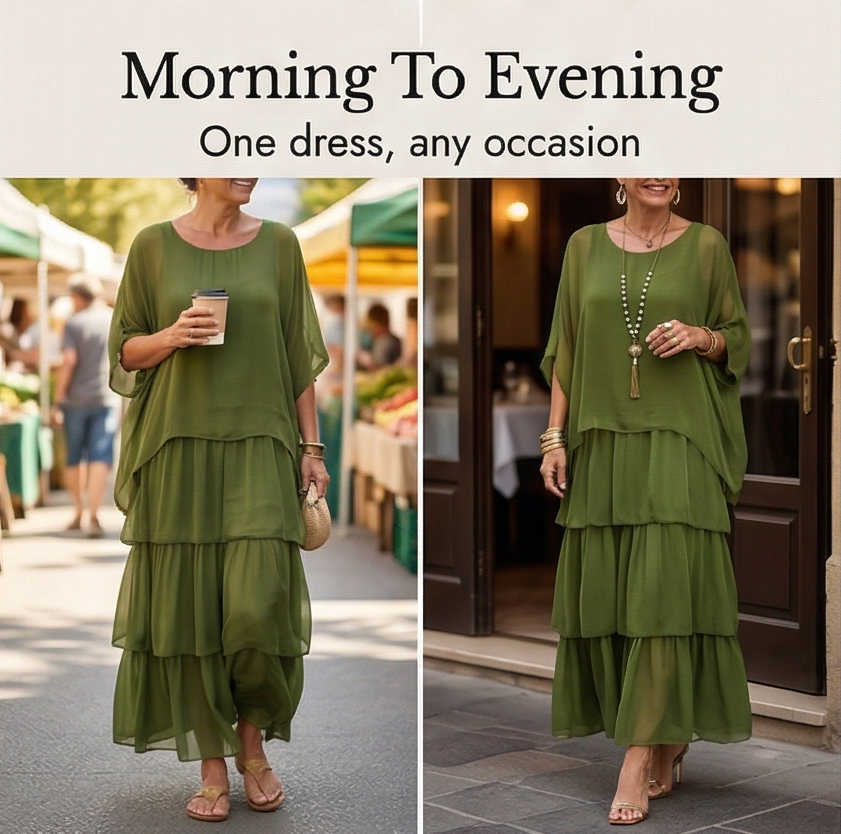 Velara – Dam Maxi Klänning z Warstwowego Chiffonu