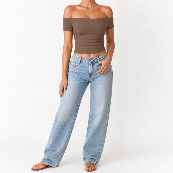 Velora – Dam blus slim-fit utan ramiączek