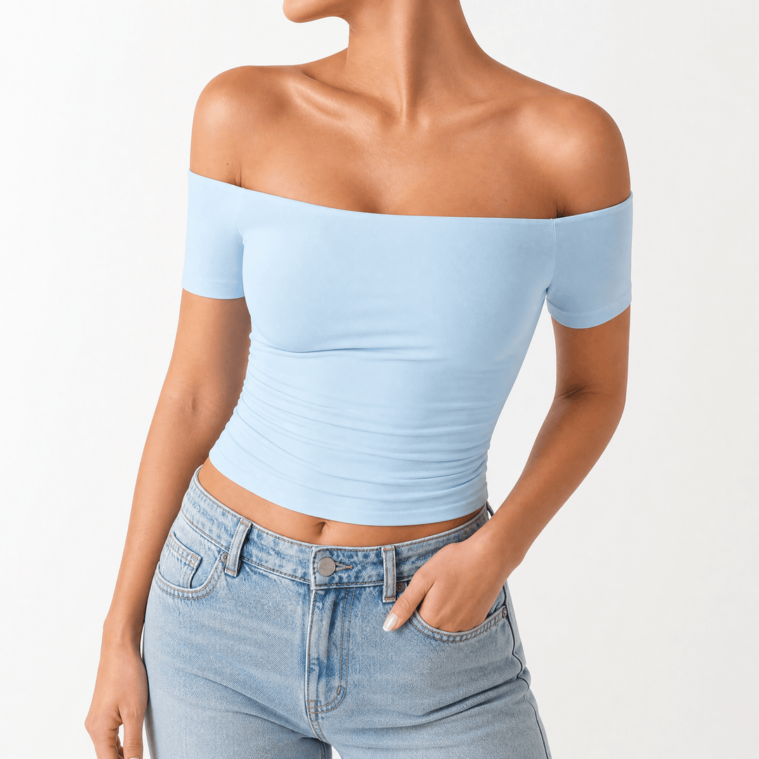 Velora – Dam blus slim-fit utan ramiączek