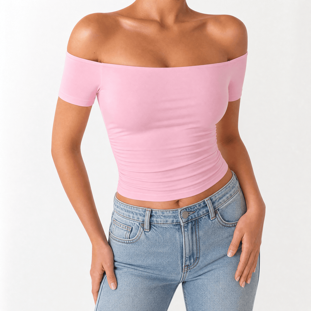 Velora – Dam blus slim-fit utan ramiączek