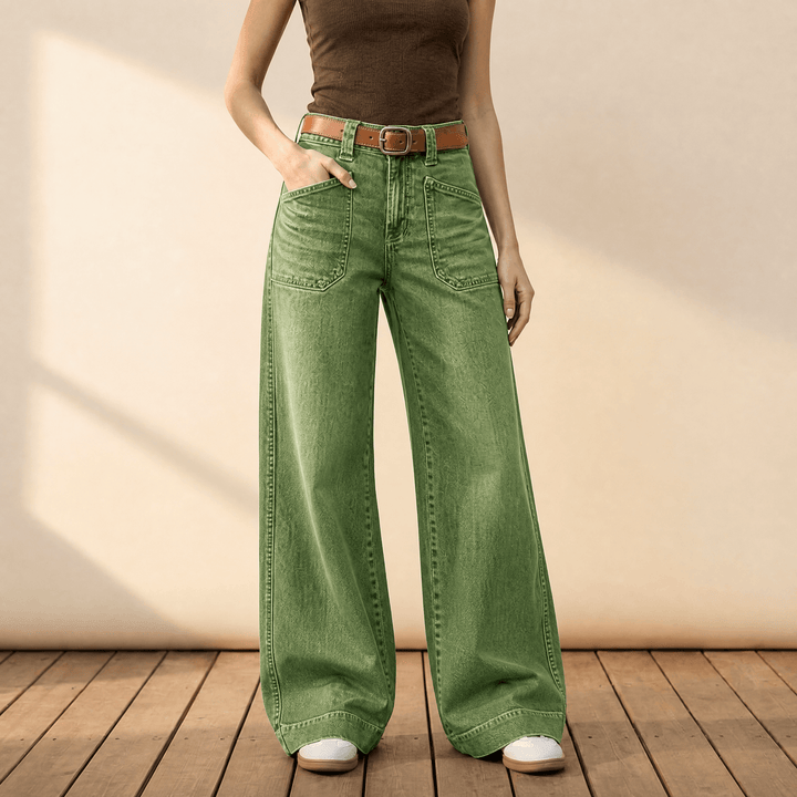Widera – Retro Byxor Denim z Kieszeniami w Stilu Vintage för kvinnor